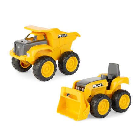 Tractor excavadora y camión volquete amarillo Tractor excavadora y camión volquete amarillo