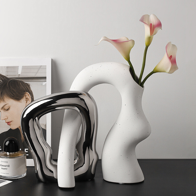 DUO DE CERAMICA PLATEADO Y BLANCO DUO DE CERAMICA PLATEADO Y BLANCO