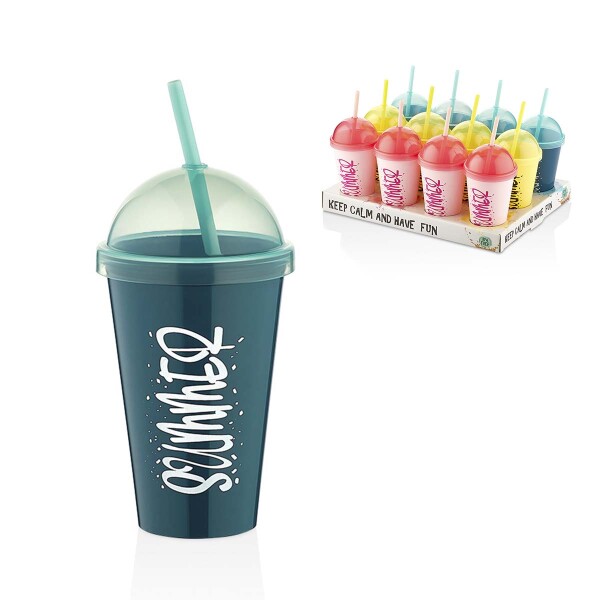 Vaso con tapa y sorbete 450 ml QLUX IDEAS Vaso con tapa y sorbete 450 ml QLUX IDEAS