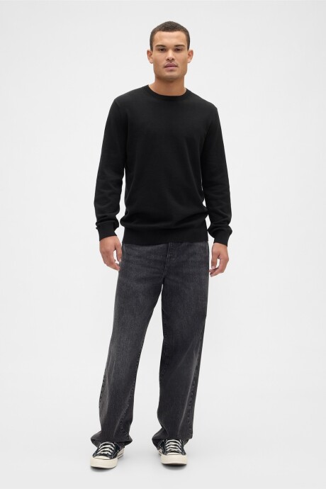 Buzo Algodón Cuello Redondo Hombre True Black