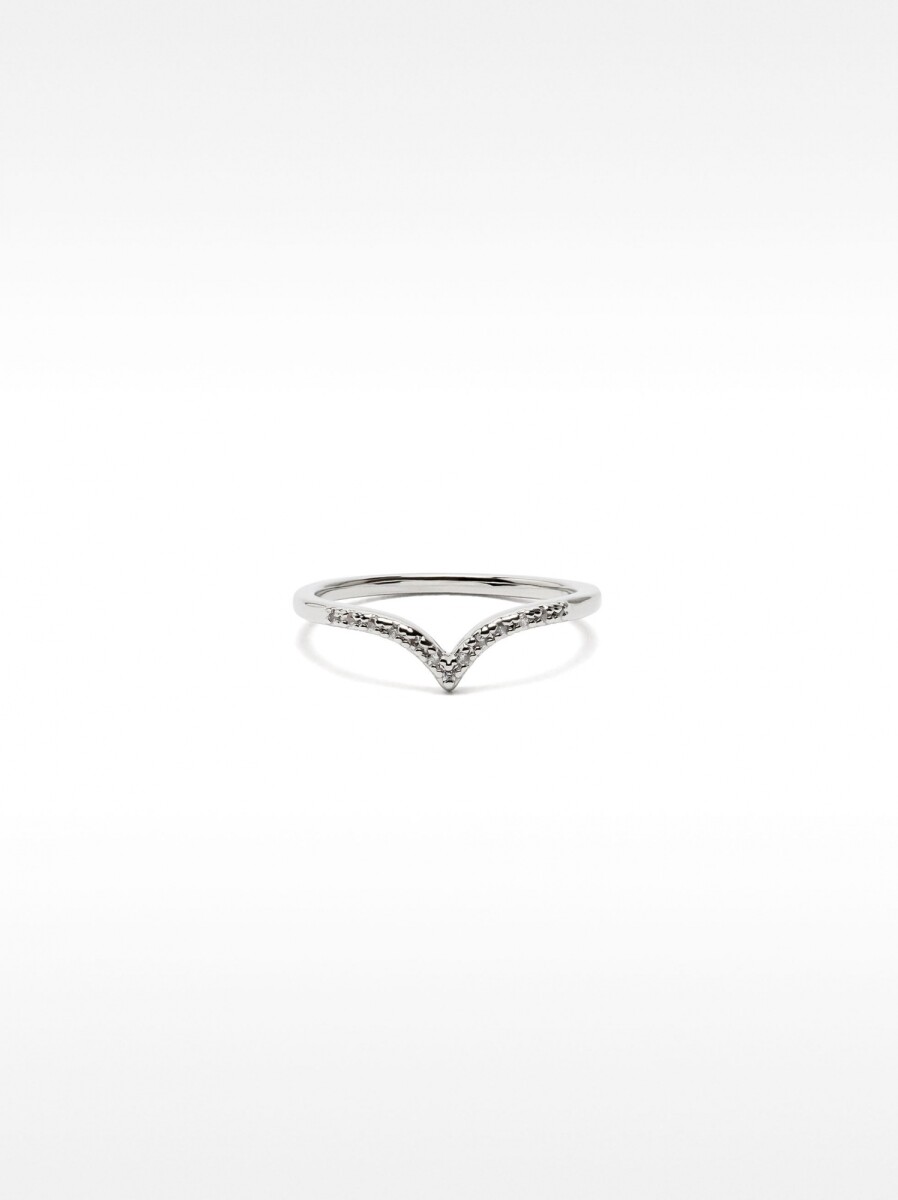 Anillo De Punta Con Circonitas - plateado 