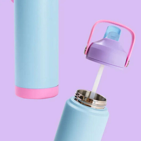 Botellas térmicas de acero inoxidable con asa y colores pastel 500ML Azul
