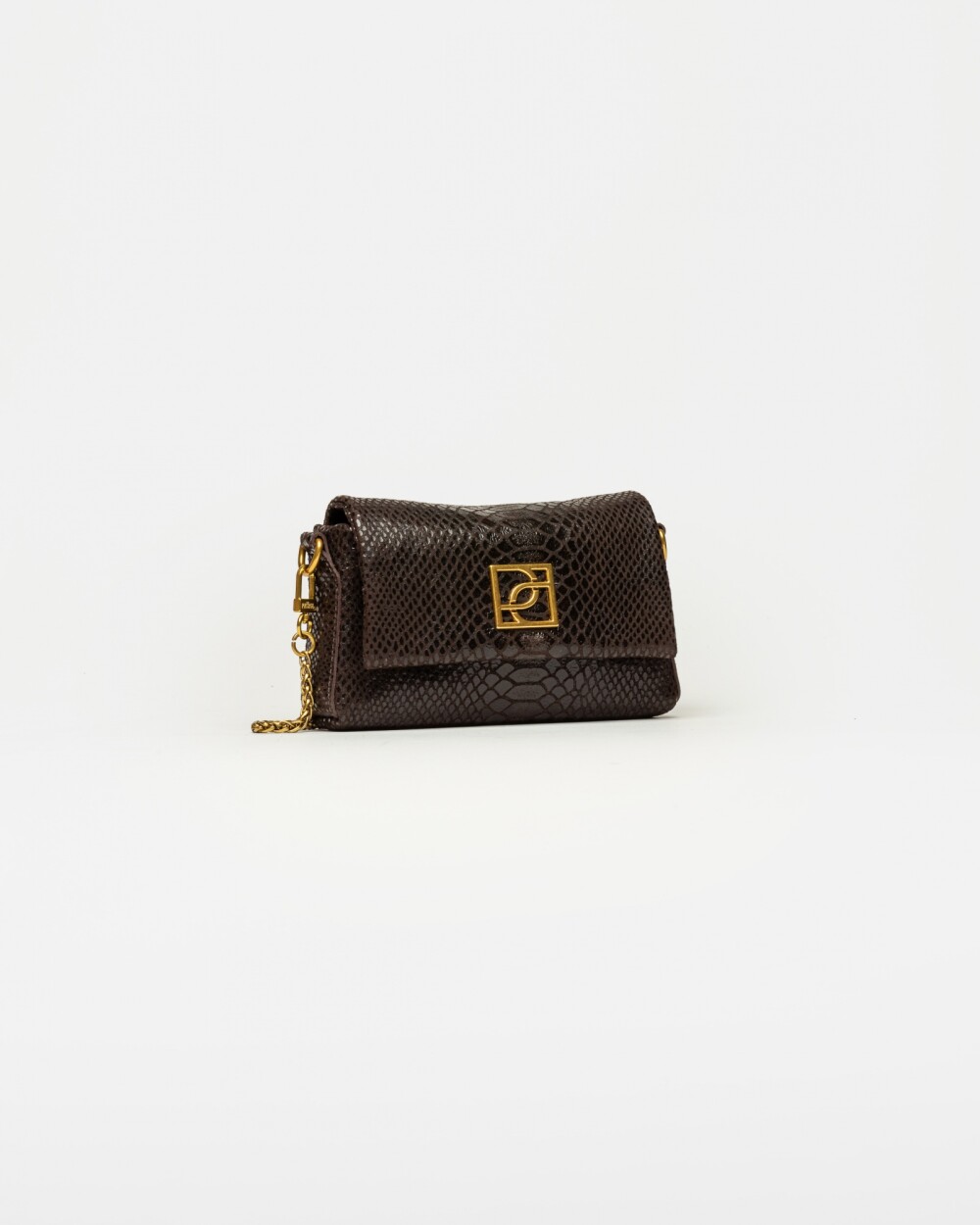 Mini Bag Bloom En Cuero Gamuza Metalizada Gamuza Anaconda Marron