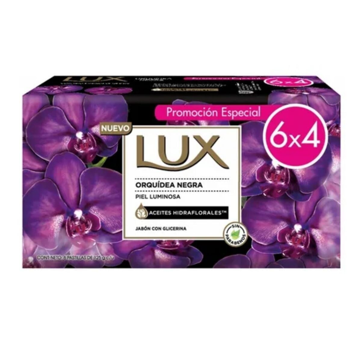 Jabón en Barra Lux Orquídea Negra - Pack Ahorro X6 125 GR 