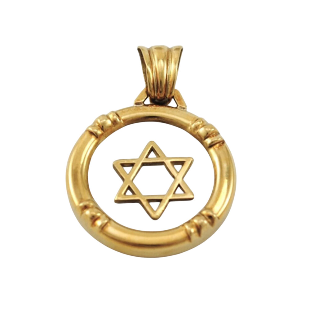 Medalla Religiosa Estrella De David, Oro 18K Y Nacar Medalla Religiosa Estrella De David, Oro 18K Y Nacar