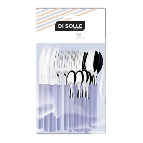Set 16 Cubiertos en Acero Inoxidable Mango Plástico Di Solle Lila