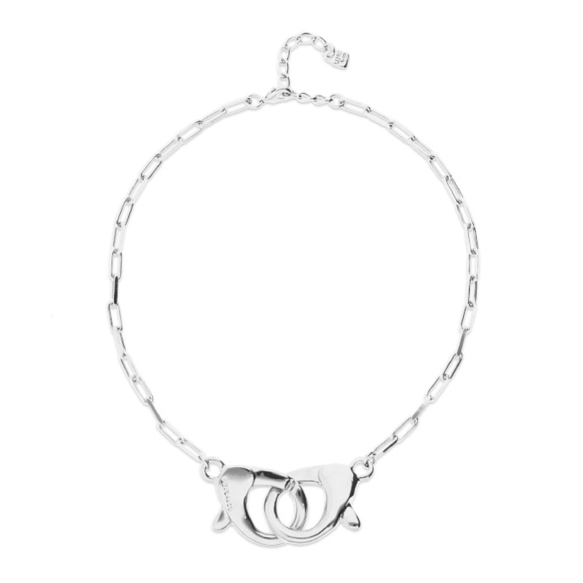 COLLAR BAÑADO EN PLATA CON MOSQUETÓN ENTRELAZADO GRANDE - Colgante 