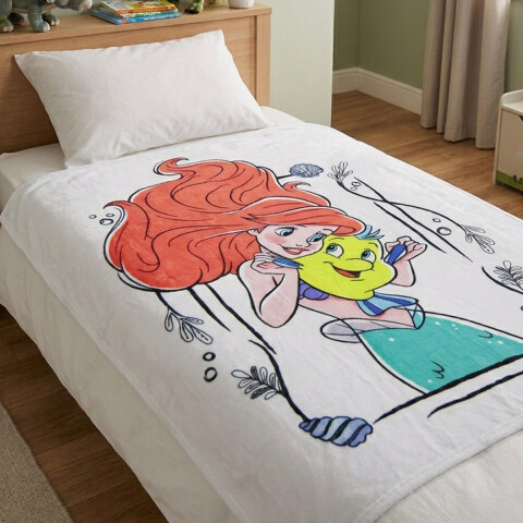 Frazada Coral Infantil La Sirenita 127 x 152 cm BLANCO