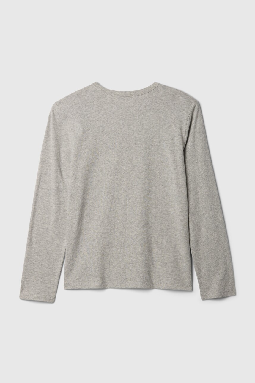 Remera Logo Gap Manga Larga Niño Light Heather Grey B08