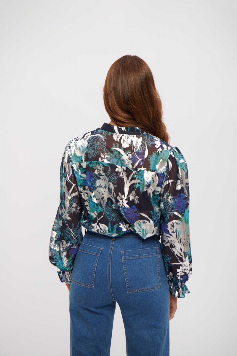 CAMISA DENISE AZUL Y TURQUESA