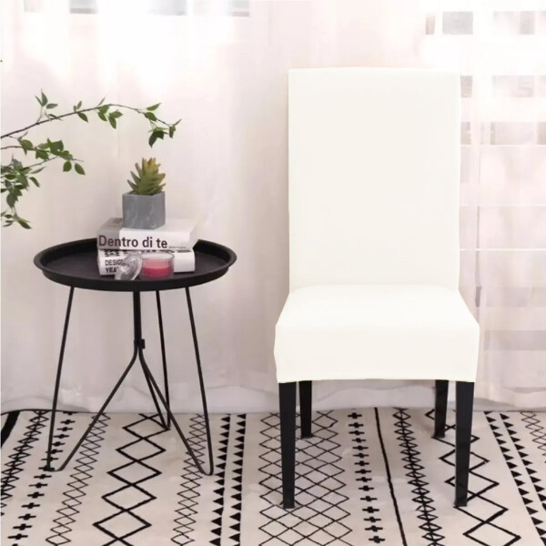 Funda Para Silla Comedor Cubre Asiento Elastizada Y Lavable Variante Color Beige Claro