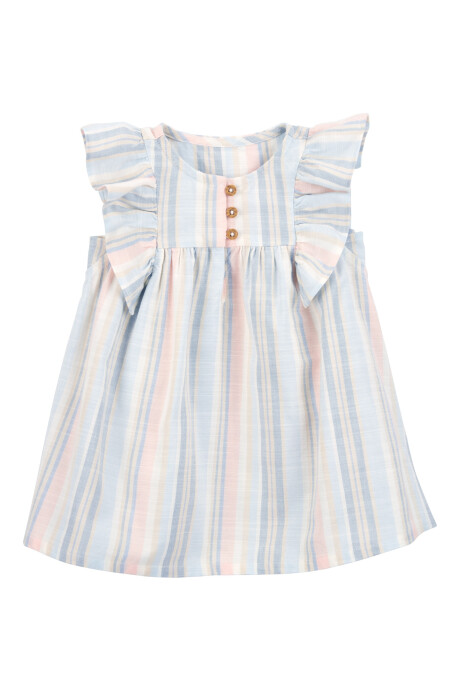 Vestido de viscosa Ecovero, con volados, diseño a rayas Sin color