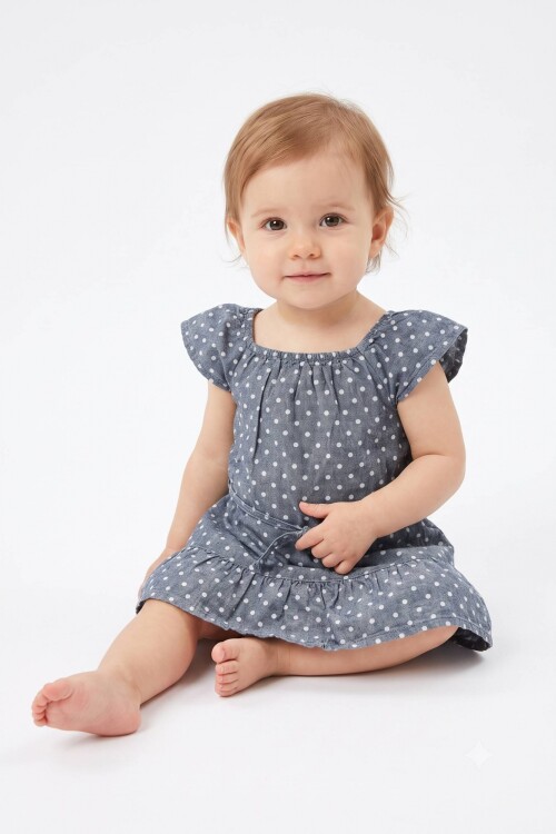 Vestido con volados en hombro AZUL MARINO