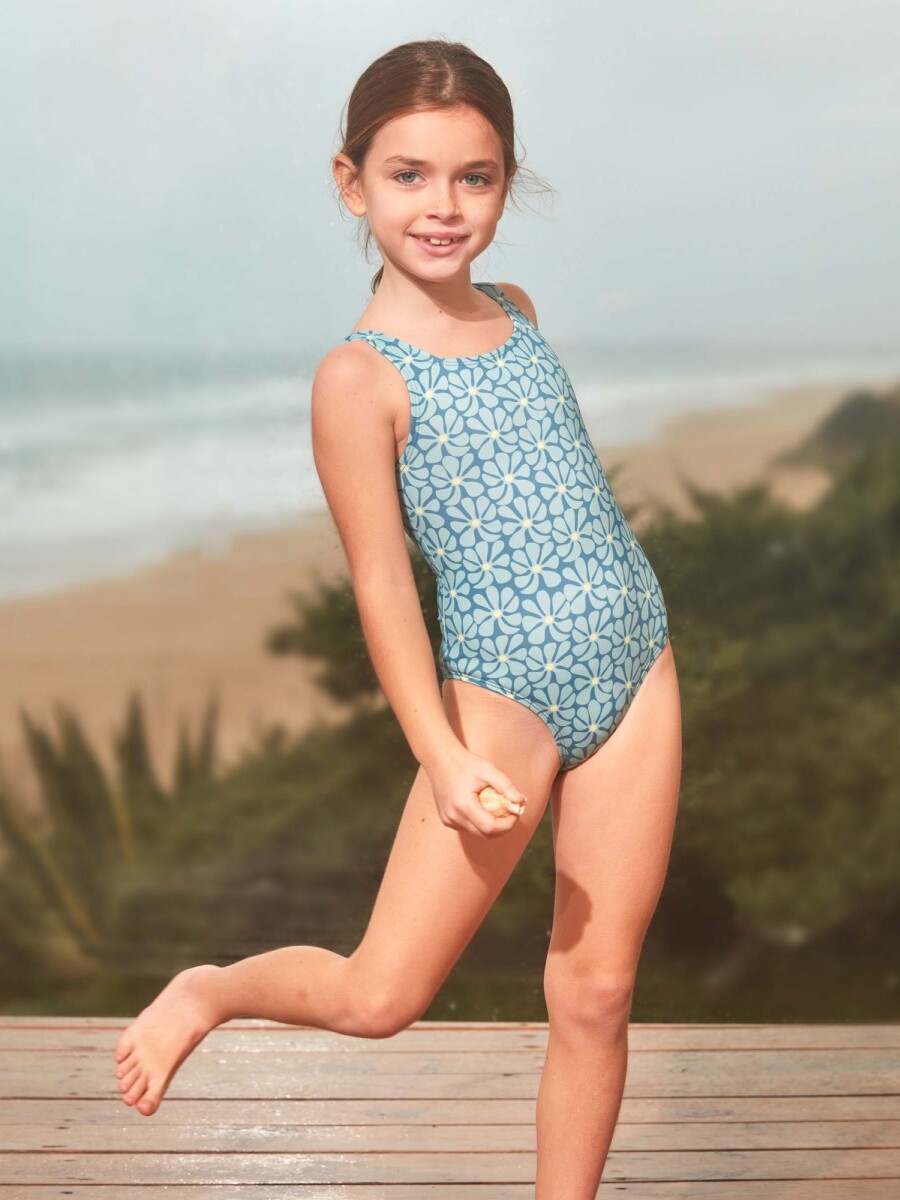 Bañador Estampado Retro Azul