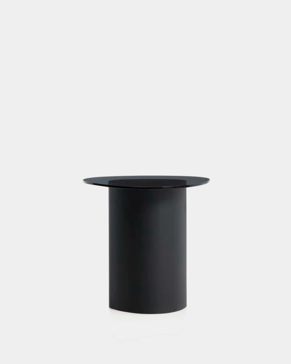 Mesa auxiliar Olir de vidrio templado y acero - negro 48 x 46,8 cm 