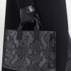 Cartera de Mano Capri En Cuero Grabado Snake Metalizado Gris