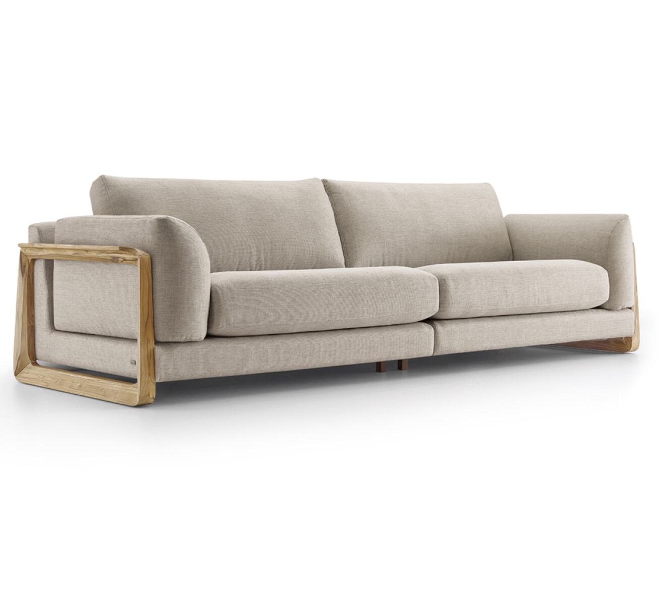 Sofa 3 cuerpos - Madera cinamomo - Tela Tramada Beige 