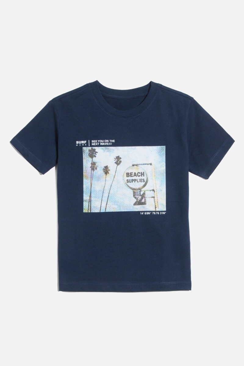 T-shirt estampa Adventure - Azul marino 