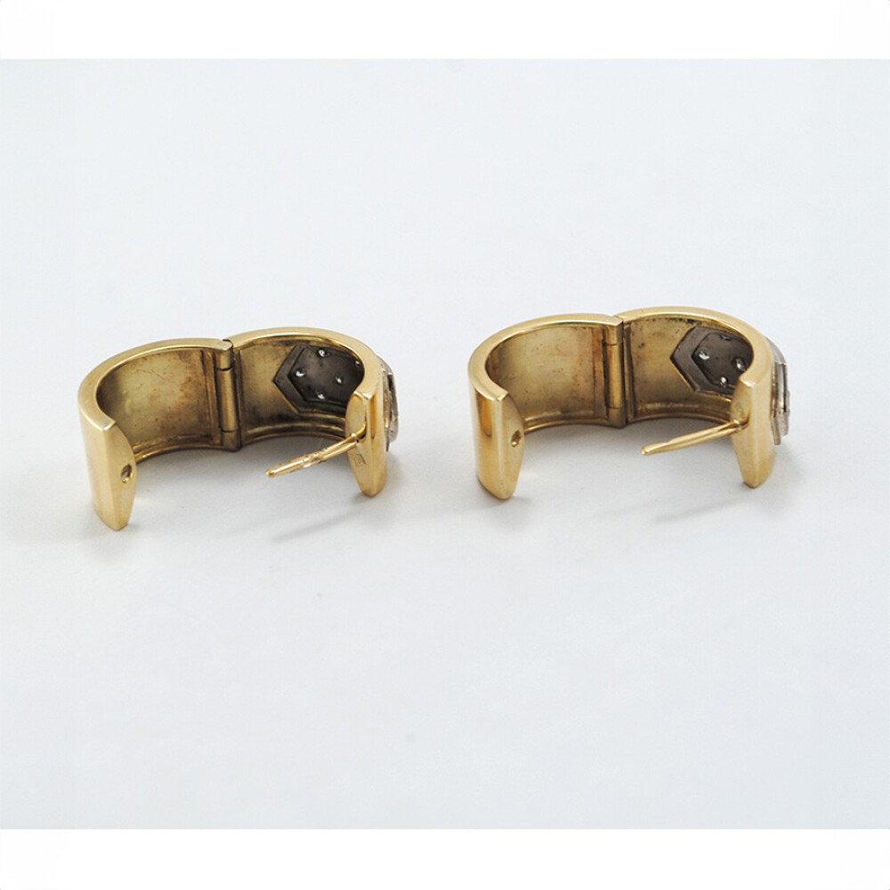 Caravanas Oro 18 Y Brillantes, Tipo Aro En 2 Colores Con Brillantes Caravanas Oro 18 Y Brillantes, Tipo Aro En 2 Colores Con Brillantes
