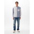 LS SOLID EMBROIDERY POPLIN OVERSHIRT BLUE COLOR BLOCK