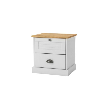 Mesa de Luz 2 Cajones Li­nea Valenciana Blanco