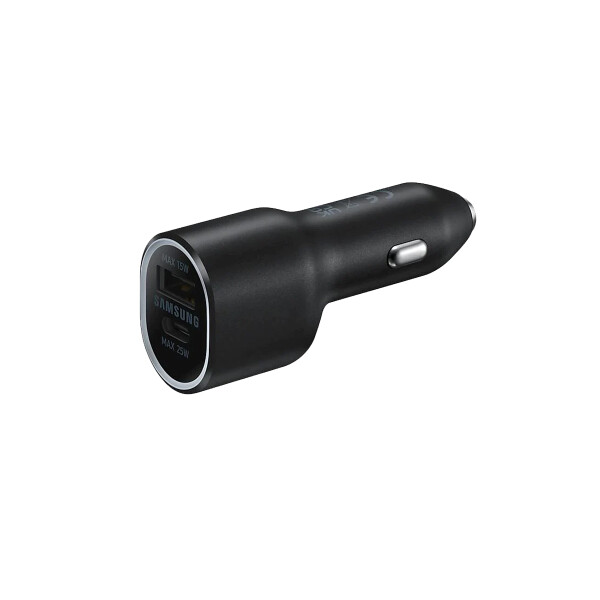 Cargador Samsung para auto Super Fast Dual (25W+15W) color negro Cargador Samsung Para Auto Super Fast Dual (25w+15w) Color Negro
