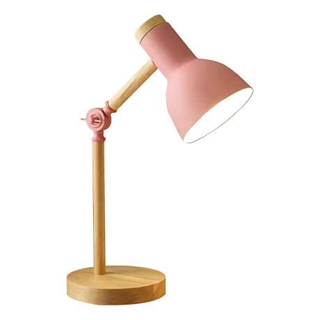 Lampara De Escritorio Portatil Nordica Madera Y Metal Rosa