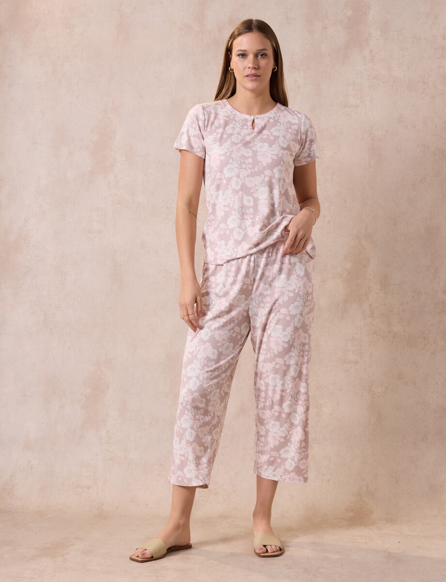 Pijama C/capri - Multi/rosa 