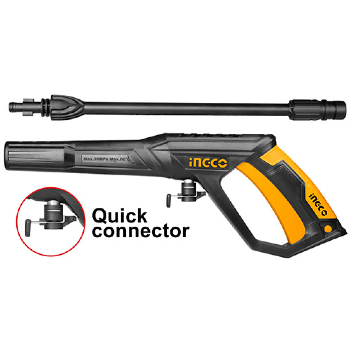 LANZA HIDROLAVADORA AMSG028 CONECTOR RAPIDO INGCO - NEGRO-NARANJA 