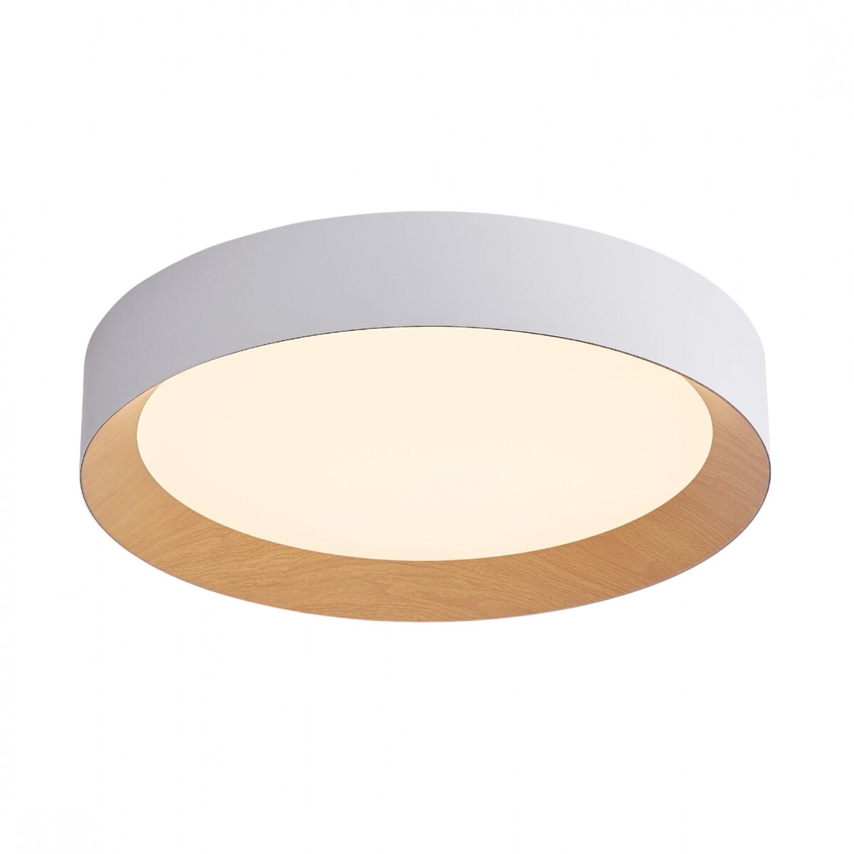 Luminaria led Diseño circular con Símil madera 40W Dimerizable, 45cm - BLANCO 