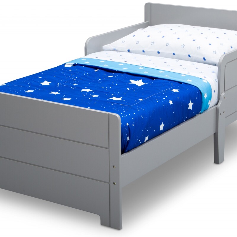 Cama de transición con baranda gris Cama de transición con baranda gris