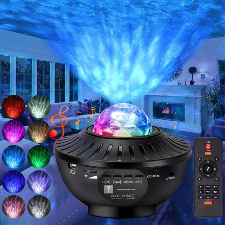 Lámpara Proyector Luz Estrellas Galaxias Parlante Bluetooth Negro
