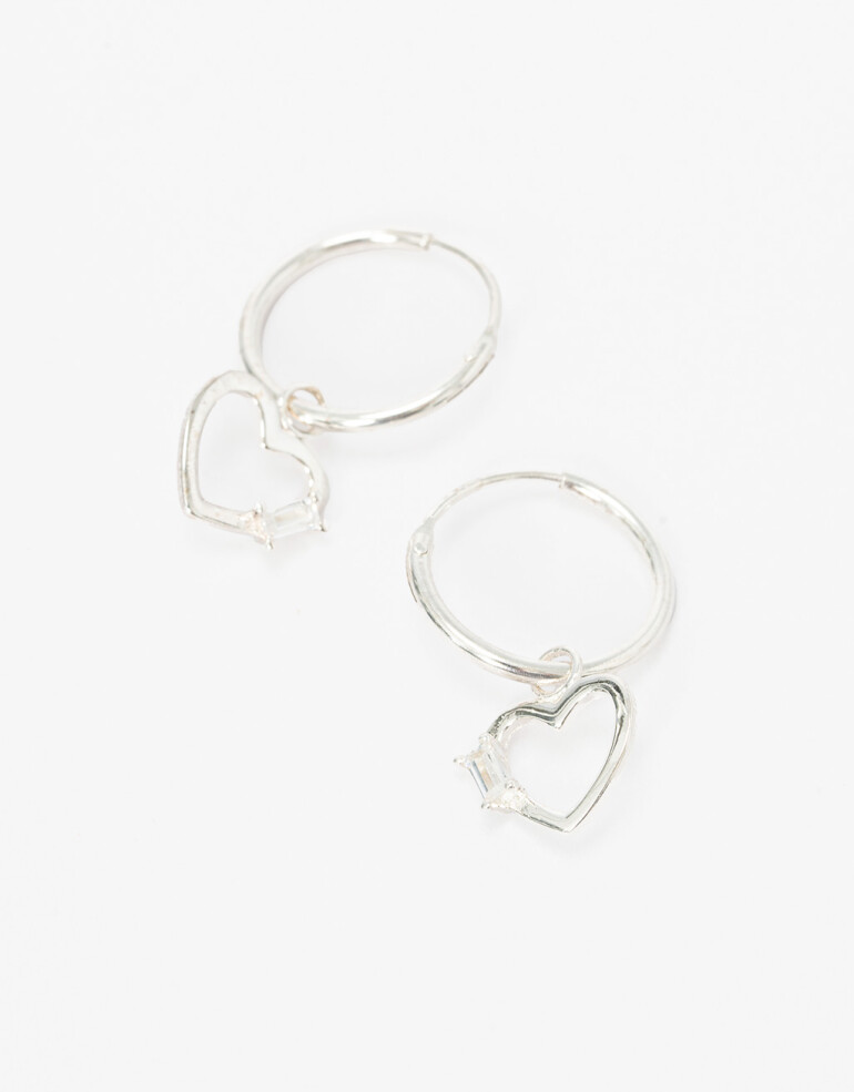 Aros Argollas Strass Argollas En Plata 925 - Plateado