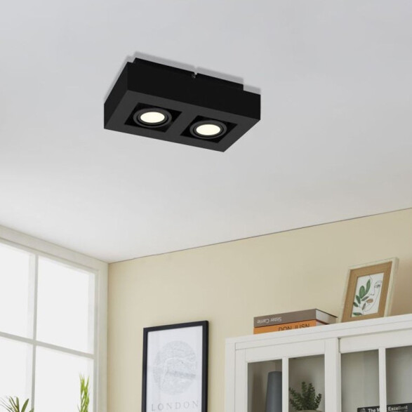 Aplique de techo rectangular negro para 2xGU-10 EG1242