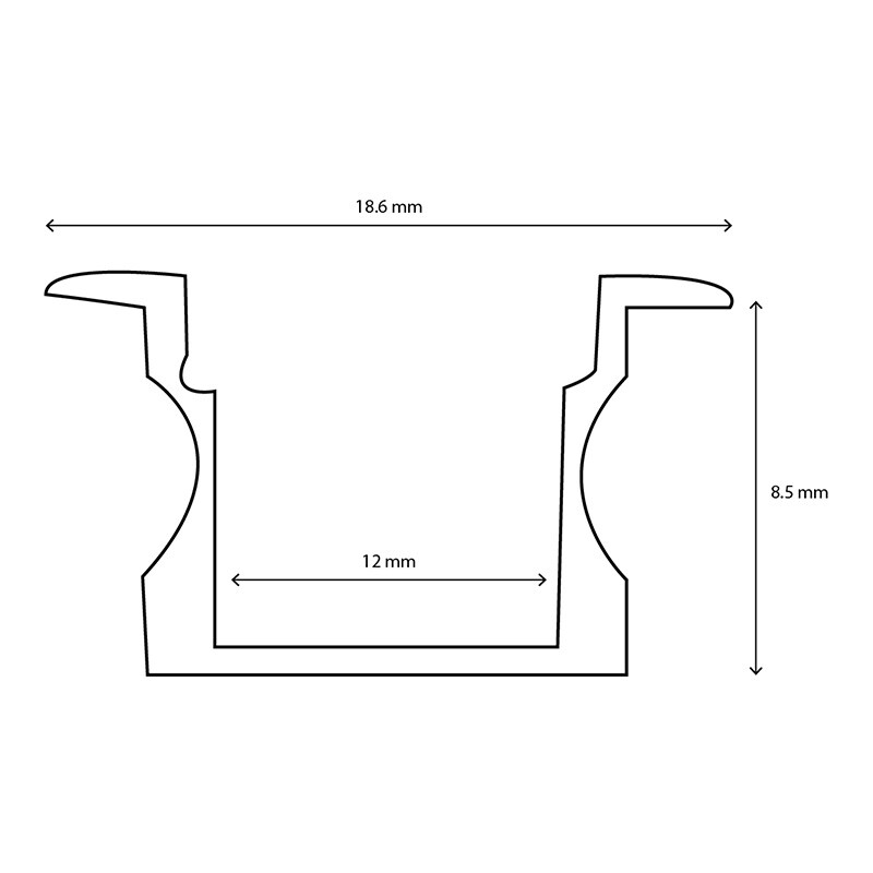 Perfil Aluminio para Cinta LED 12V de Empotrar Perfil de Aluminio para Cinta LED 12V de Empotrar 1 Metro