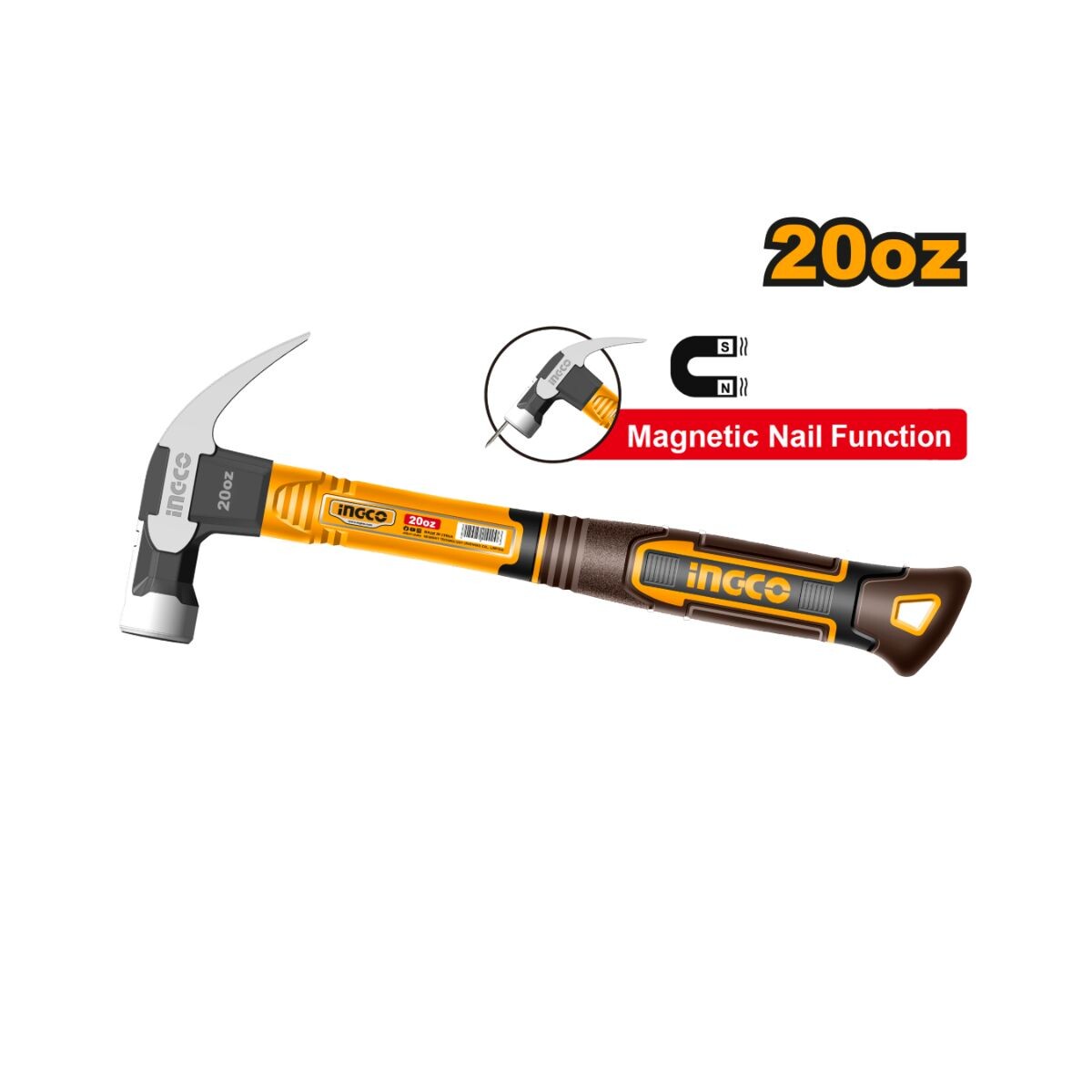 Martillo Uña 560g C/mango De Fibra Ingco