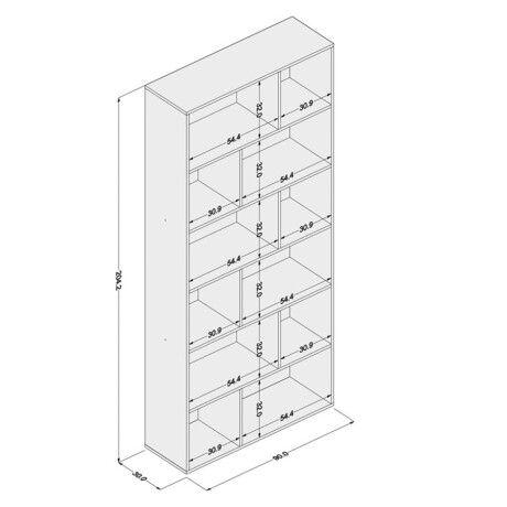 Biblioteca Xangai 441 12 Reparticiones De Mdf Ub NEGRO