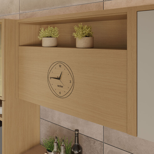 AEREO CON RELOJ 120CM 1 PUERTA BASCULANTE MOBILIARIO COCINA GAMAS DE BEIGE