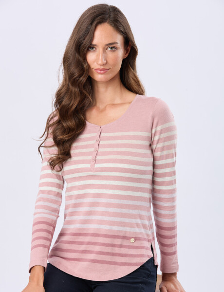 REMERA RAYADA DE ALGODÓN Rosado