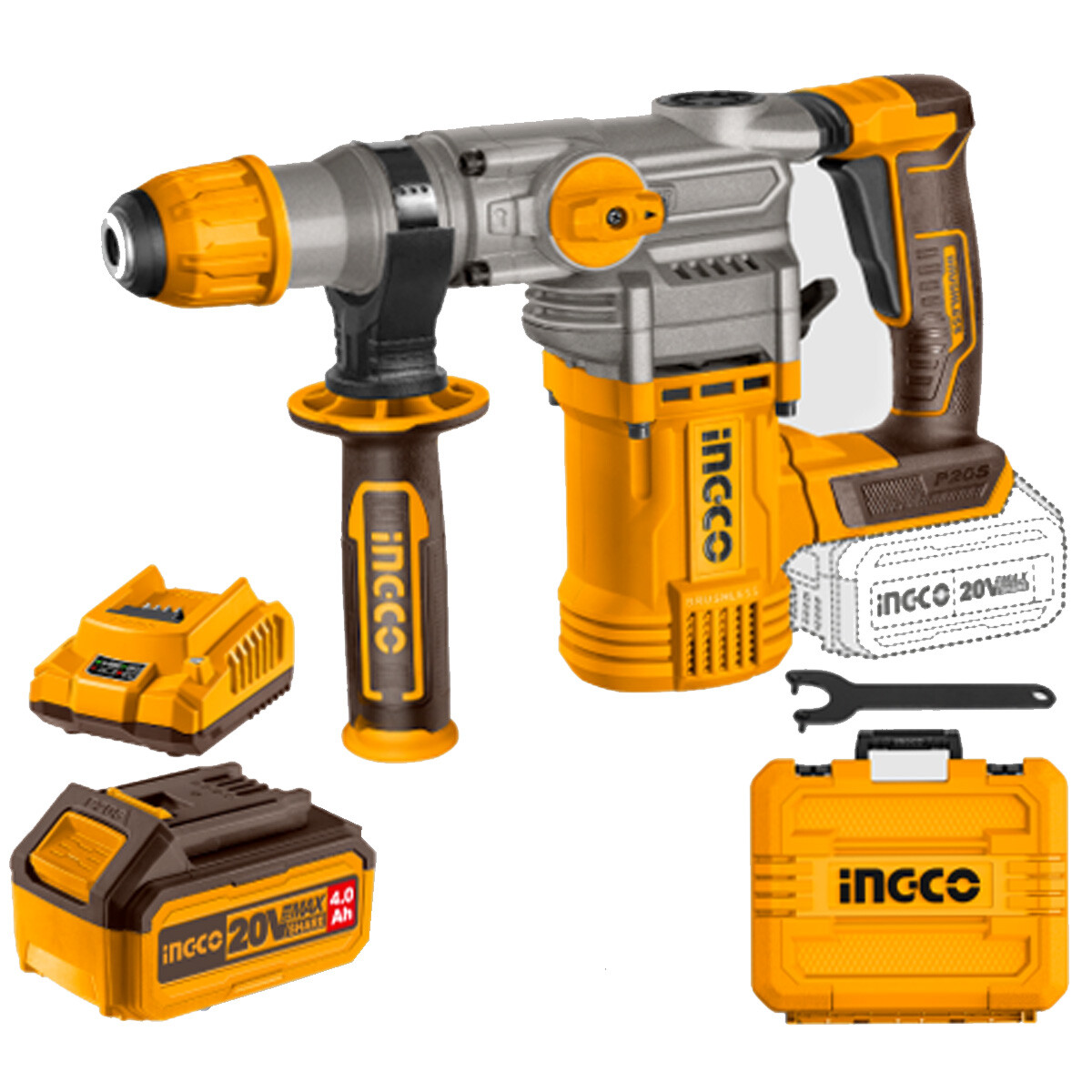 ROTOMARTILLO BATERIA 20V 3 FUNCIONES C BAT Y CARG CRHLI202882 INGCO 