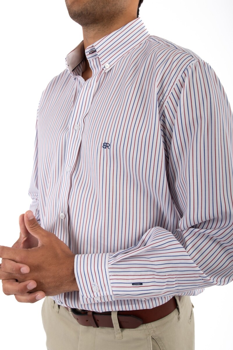 Camisa Rayada Brixton Rayas Azul y Roja