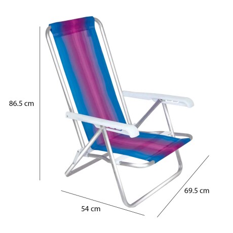 Reposera Silla Reclinable De Playa 4 Posiciones Aluminio Celeste/fucsia