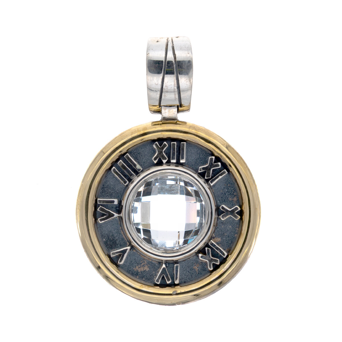 Colgante plata 925 y double en oro 18 ktes con circonias. 