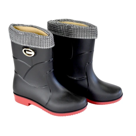 Botas de goma para lluvia con hebilla y forro polar Botas de goma para lluvia con hebilla y forro polar