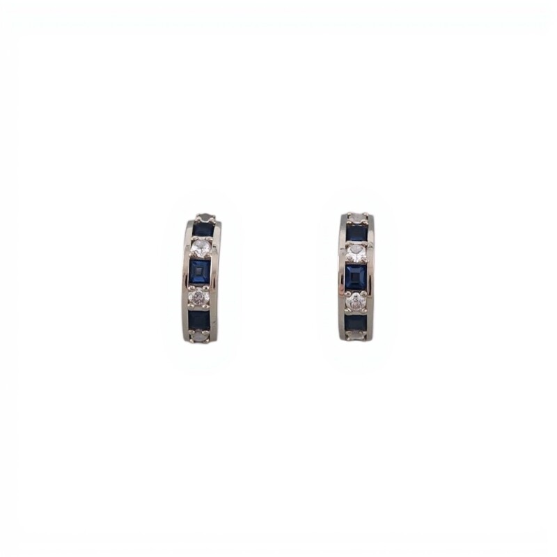 Caravanas Medio aro-Plata 925-Piedra Zafiro y zirconia-CA3269 conpiedra