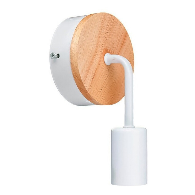 Aplique Pared Nordico Metal Madera Vintage Blanco