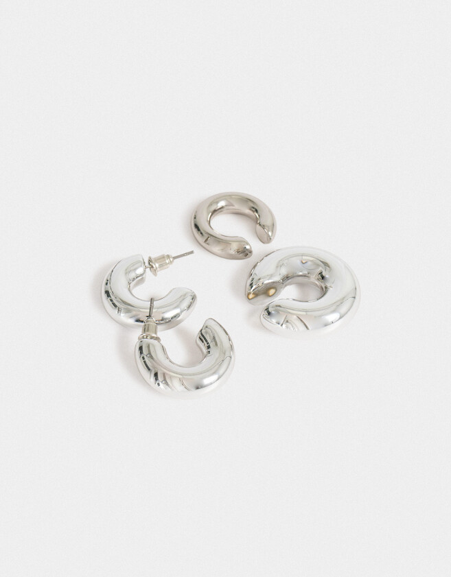 Bijou Cuff Con cuff Set De Aros Mixplating - Plateado