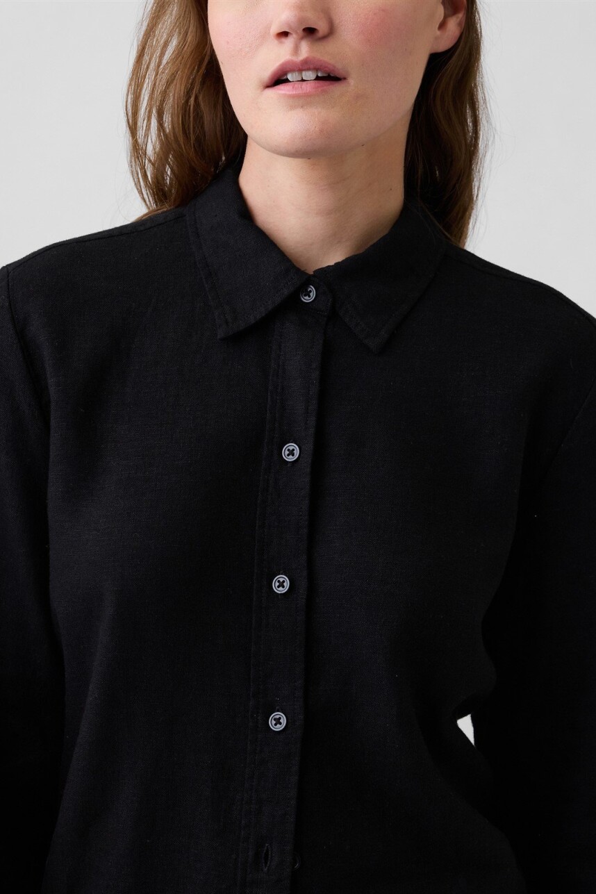 Camisa De Lino Mujer True Black