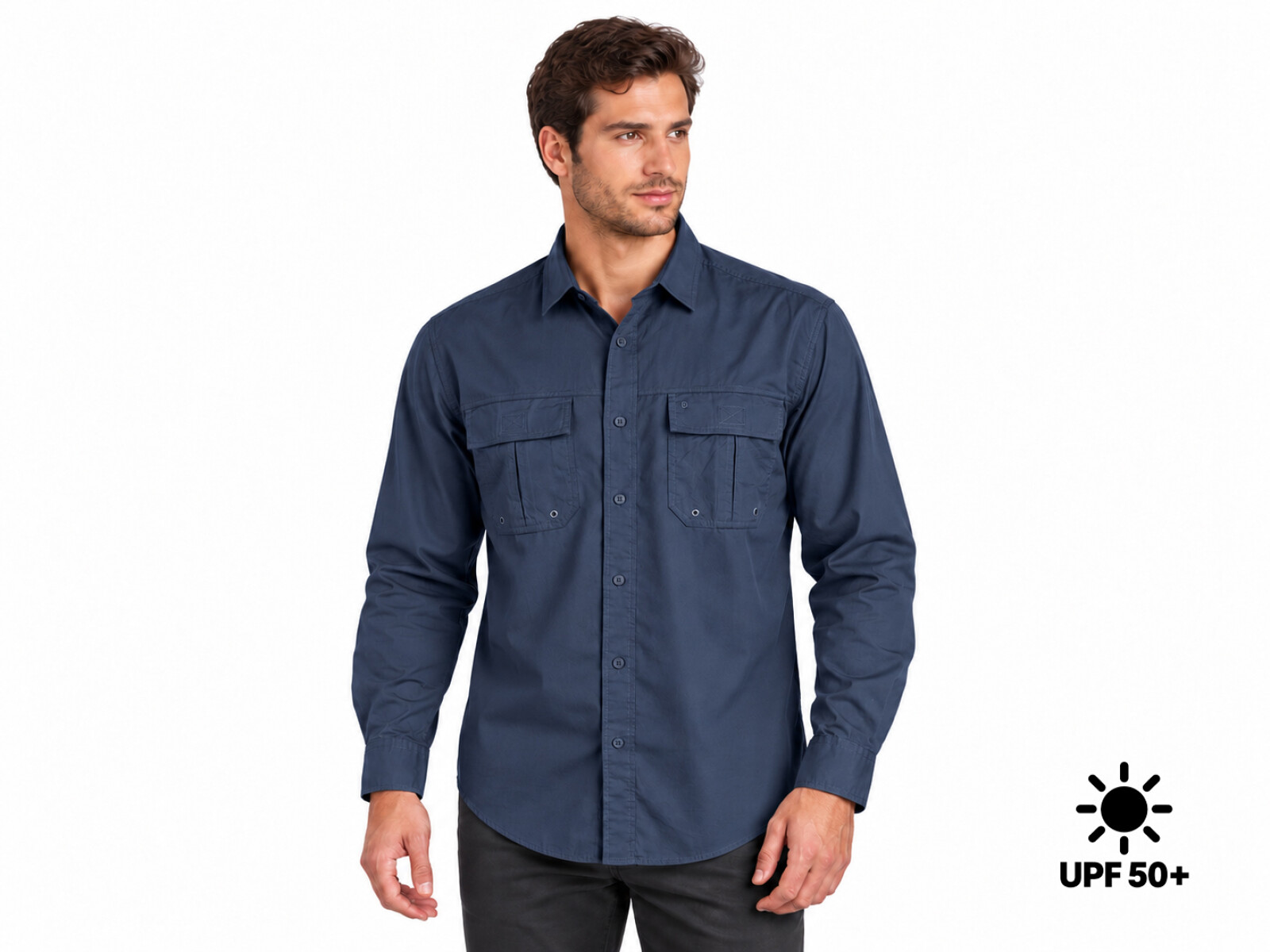 CAMISA HUNTER M LARGA UV+50 - Azul 