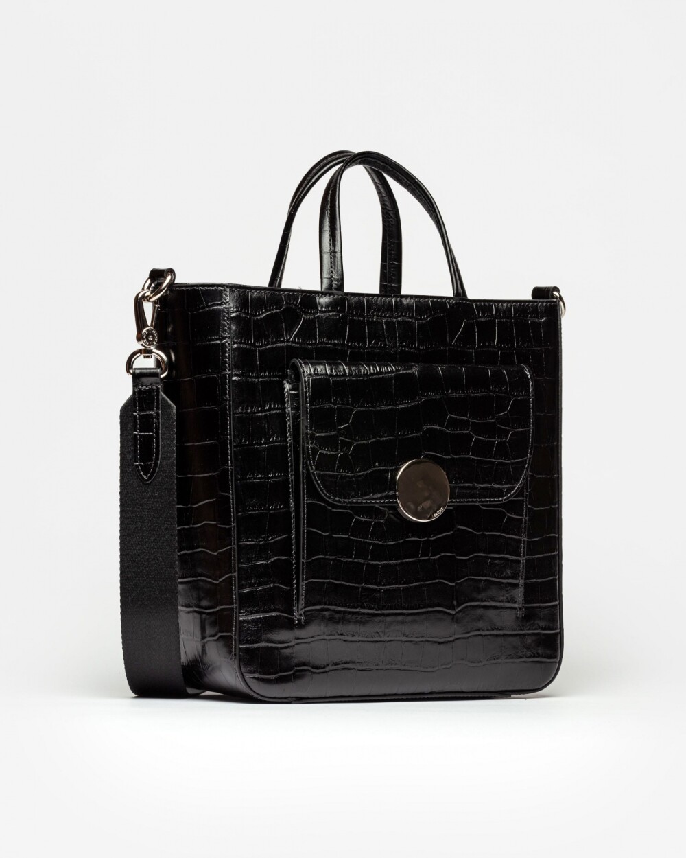 Shopper The Circle en cuero croco Negro